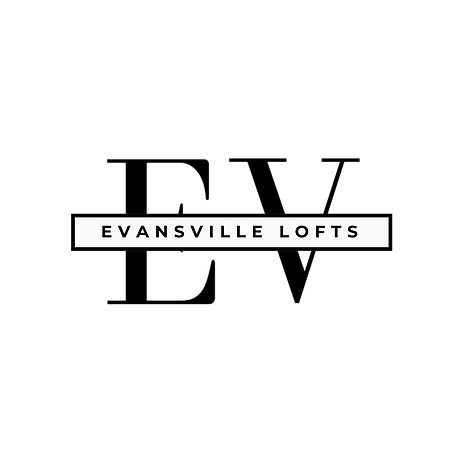 A logo with the text "EV" and "EVANSVILLE LOFTS" below it.
