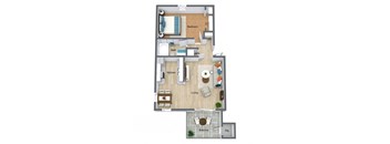 Azalea 1 Bedroom 1 Bathroom Floorplan at The Preserve at Pine Valley Apartments, Wilmington