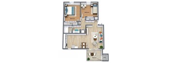 Fern  Renovated 21-2 Bedroom 1 Bathroom Floorplan at The Preserve at Pine Valley Apartments, North Carolina 28412