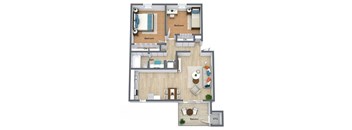 Fern  21-2 Bedroom 1 Bathroom Floorplan at The Preserve at Pine Valley Apartments, North Carolina