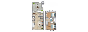 Indigo Renovated 2 Bedroom 1.5 Bathroom Floorplan at The Preserve at Pine Valley Apartments, Wilmington, 28412