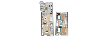 Magnolia 2 Bedroom 1.5 Bathroom Floorplan at The Preserve at Pine Valley Apartments, Wilmington, North Carolina