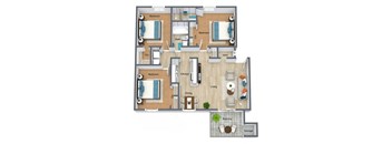 Willow 3 Bedroom 2 Bathroom Floorplan at The Preserve at Pine Valley Apartments, North Carolina