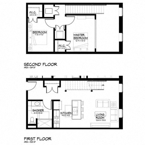 2 Bed 1 Bath Loft