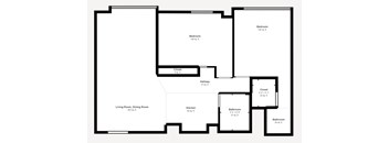 A black and white image of a house floor plan.