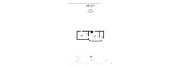 A floor plan and elevations of a one bedroom unit.
