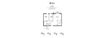 A floor plan for a two bedroom apartment with a primary bedroom, a secondary bedroom, a living room, a dining room, a kitchen, and a storage area.