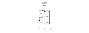 A floor plan for a one bedroom apartment.
