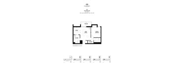 A floor plan for a One Bedroom apartment with a Balcony and a living room.