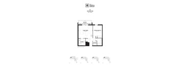A floor plan for a one bedroom apartment from the Perzia Group.