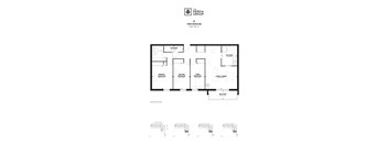 A floor plan for a three bedroom apartment is shown.