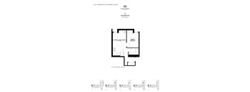 Floor plan of a one bedroom apartment.