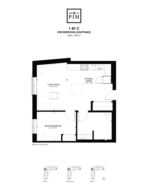 A black and white floor plan of a one bedroom apartment.