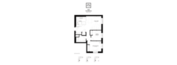 A black and white floor plan of a two-bedroom apartment.