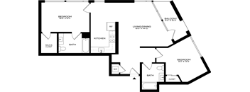 2Bedroom Floor Plan at 1915 Park , Los Angeles, CA, 90026