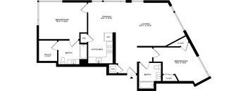 Two Bed Floor Plan at 1915 Park , Los Angeles