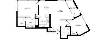 2Bed 2Bath Floor Plan at 1915 Park , Los Angeles, CA