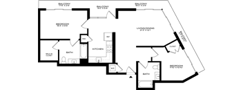 2Bed 2Bath Floor Plan at 1915 Park , California, 90026