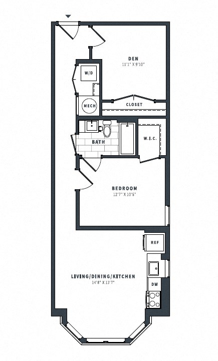 1D Floor Plan at The Vale at the Parks, Washington, 20012  