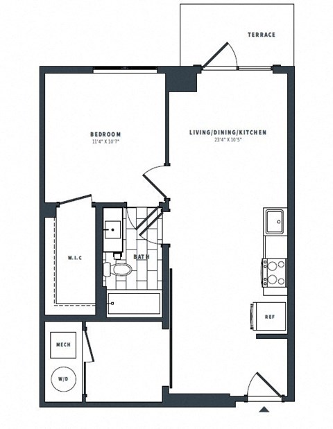 1R Floor Plan at The Vale at the Parks, Washington District of Columbia  