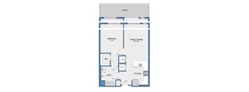 One bedroom floor plan with patio at 51 South Apartments, White Plains, NY 10601