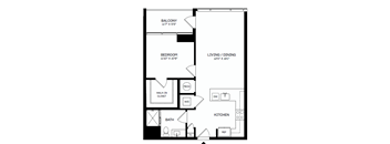 A3 Floor Plan at The Mitchell , Atlanta, GA, 30303