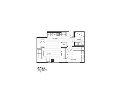 A3 Floorplan at Velaris Living Apartments, Denver, CO, 80205