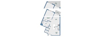 One bedroom apartment floor plan with balcony at 51 South Apartments, White Plains, New York