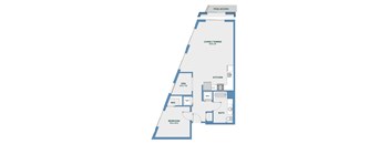One bedroom floor plan with den and pool access at 51 South Apartments, New York