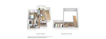 A diagram shows the layout of the first and second floors of a house.