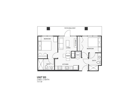 2 bed 2 bath floorplan at Velaris Living Apartments, Denver