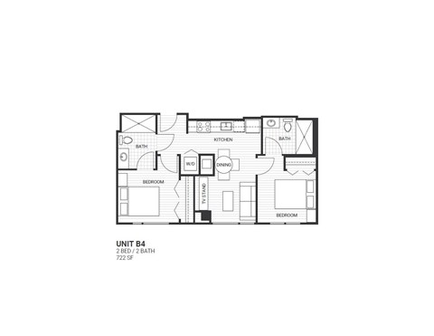 2 Bedroom 2 Bath floorplan at Velaris Living Apartments, Denver, 80205