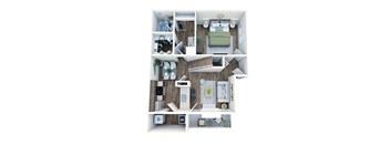 A dollhouse with a white background and a wooden floor.