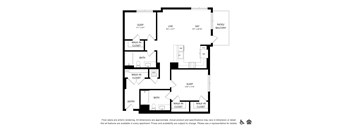 A black and white image of a floor plan for an apartment.