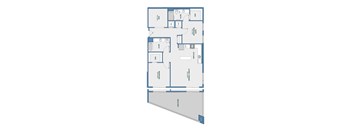 Three bedroom floor plan with balcony at 51 South Apartments, New York
