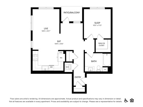 A3 floorplan at Bayview Apartments, California