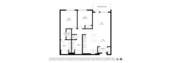 2 bed 2 bath floorplan at Bayview Apartments, California
