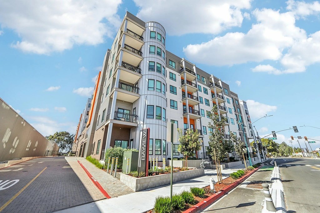 Elegant exterior view of property at Bayview Apartments, Emeryville