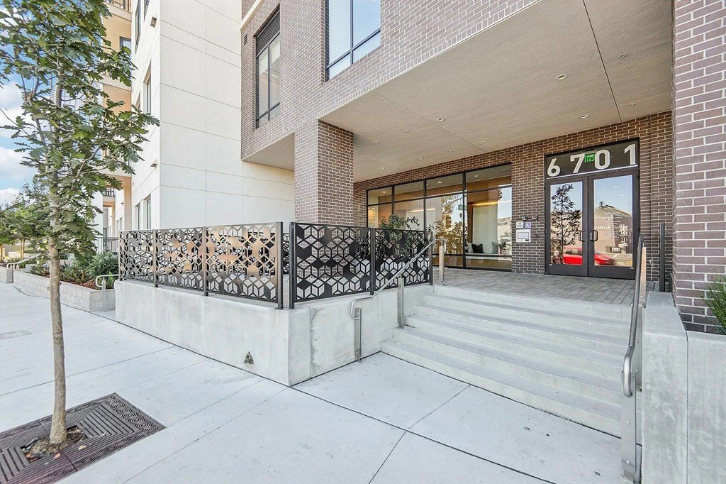 Building Entrance at Bayview Apartments, Emeryville, CA, 94608
