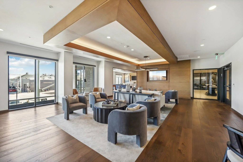 Beautiful living room with natural light at Bayview Apartments, Emeryville, California