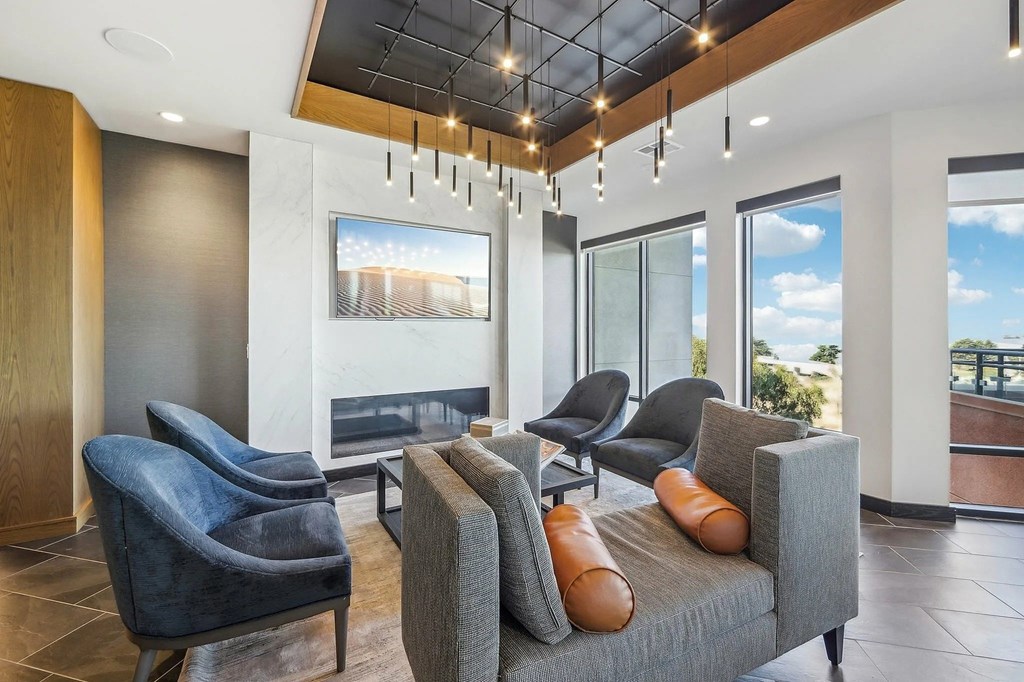 Living room with frame at Bayview Apartments, California