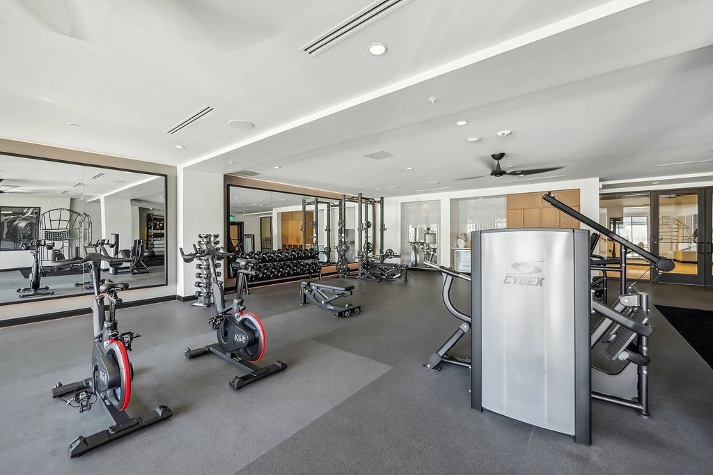 Fitness center with equipments at Bayview Apartments, Emeryville
