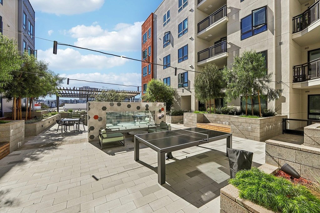 Table tennis table at Bayview Apartments, Emeryville, California, 94608