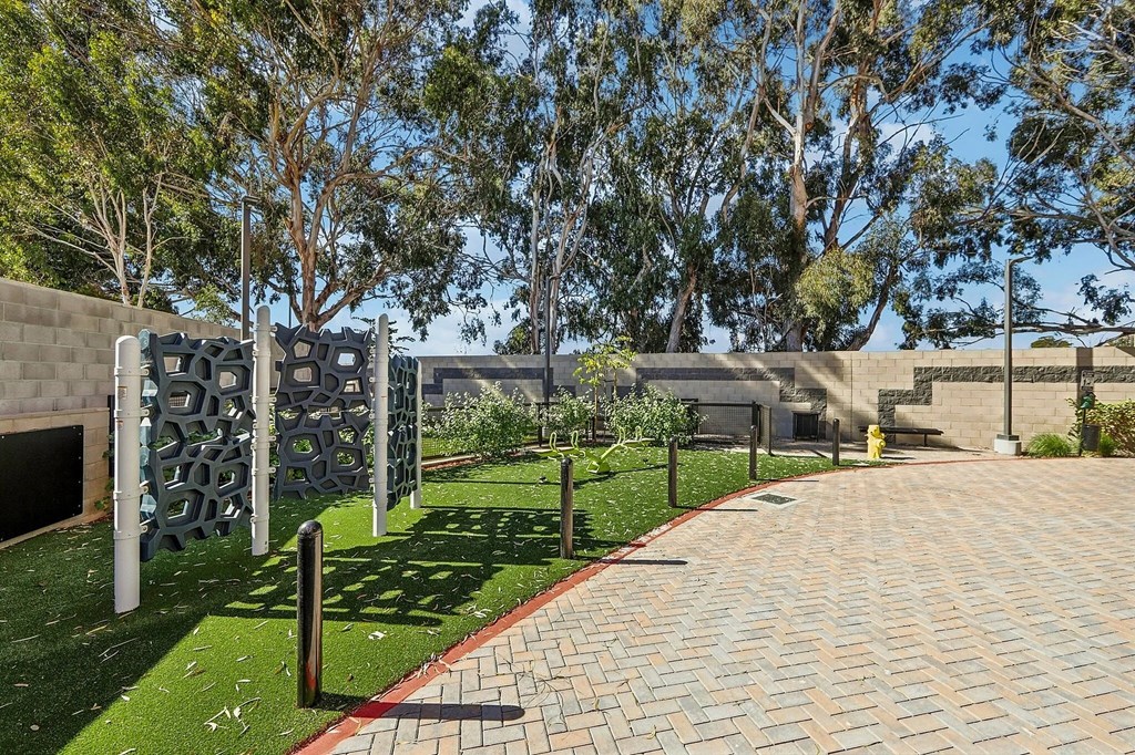 Park with sunlight at Bayview Apartments, Emeryville