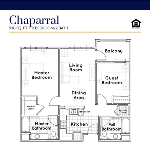 Chaparral floorplan at Parkview Living Apartments, Los Angeles