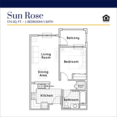 SunRose floorplan at Parkview Living Apartments, Los Angeles, CA