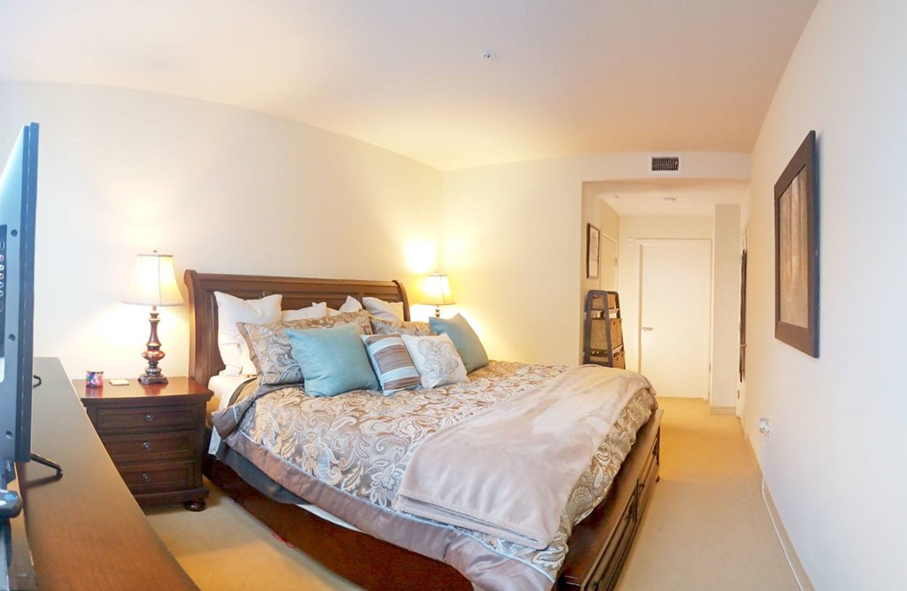 Bright bedroom at Parkview Living Apartments, California