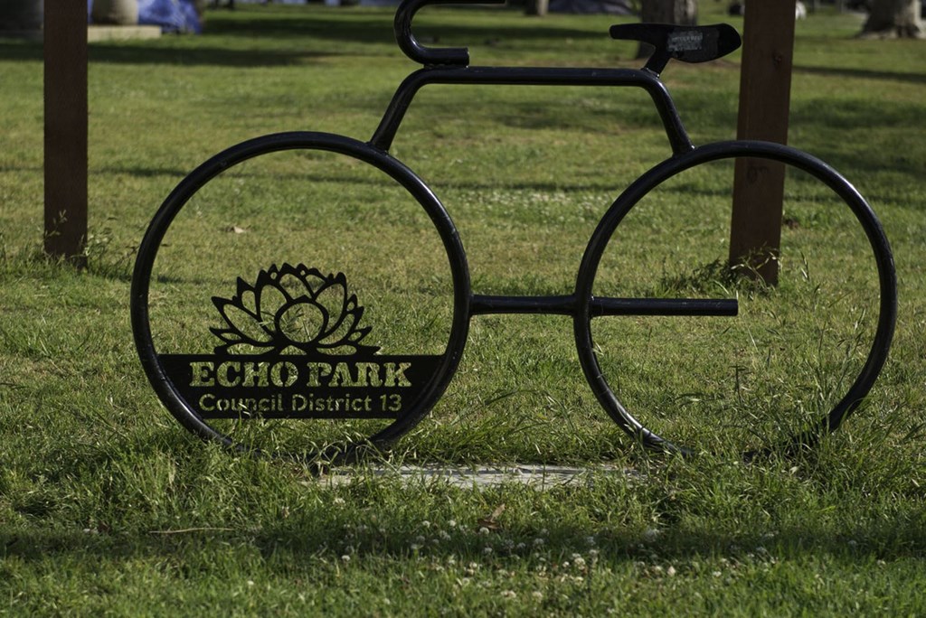 Metal bike frame at Parkview Living Apartments, Los Angeles, CA, 90026