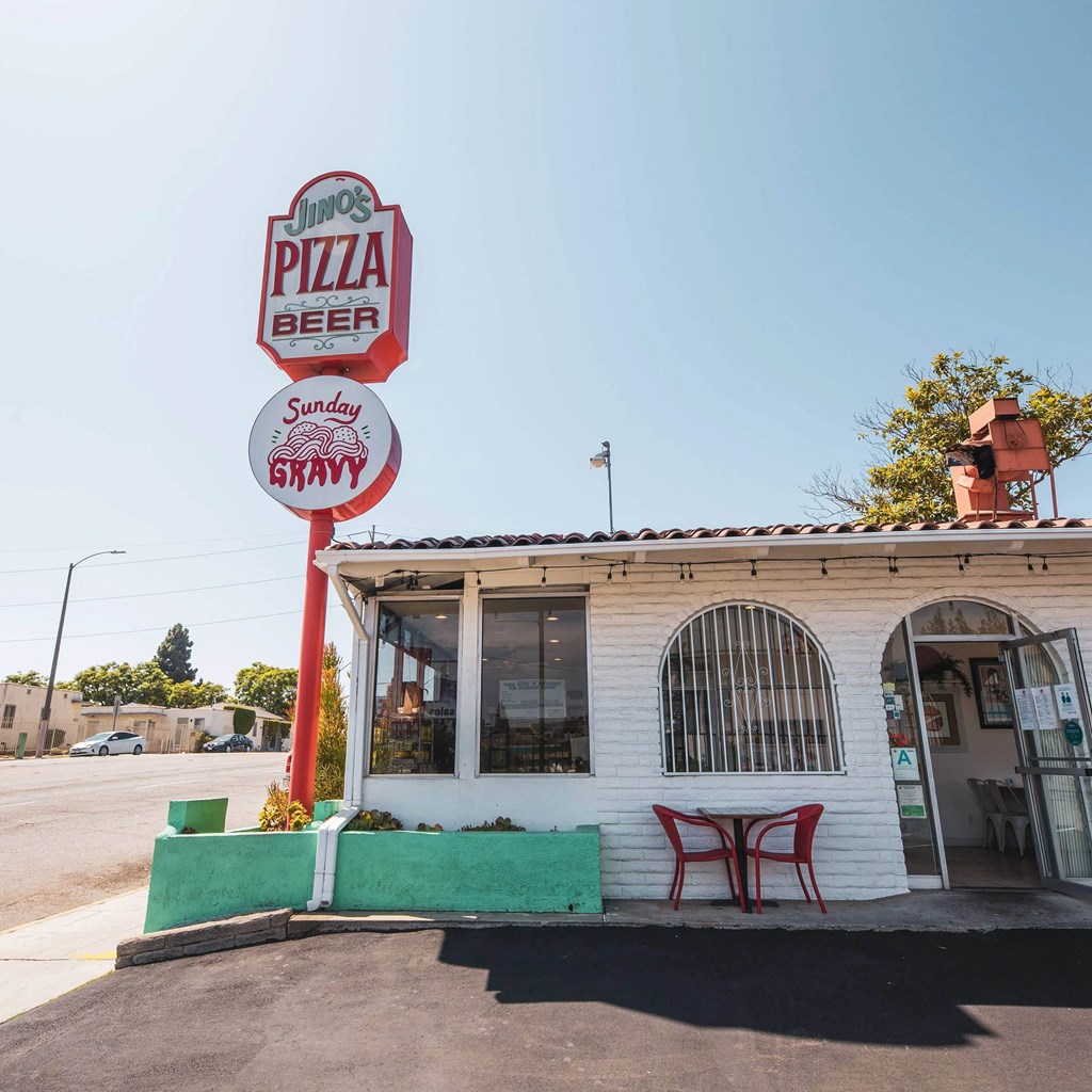 Pizza shop at Sora Apartments, Inglewood, CA