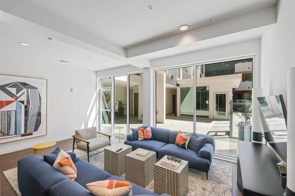 Beautiful living room with natural light at Sora Apartments, Inglewood